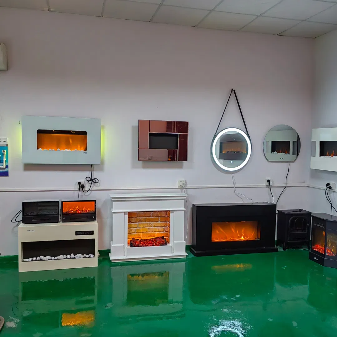 Simple Black White Manual Remote Control Free Standing Electric Fireplace