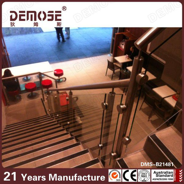 Cheap Glass Stair Railing with Steel Handrail (DMS-B21481)