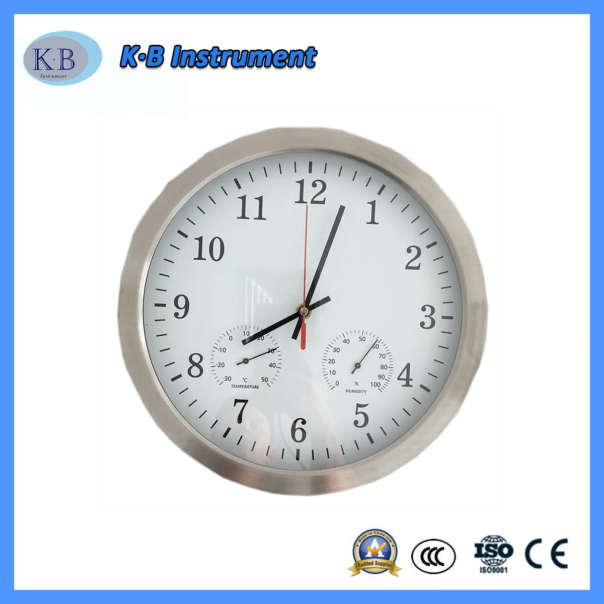 Durable Indoor Outdoor Metal Thermometer and Hygrometer Clock