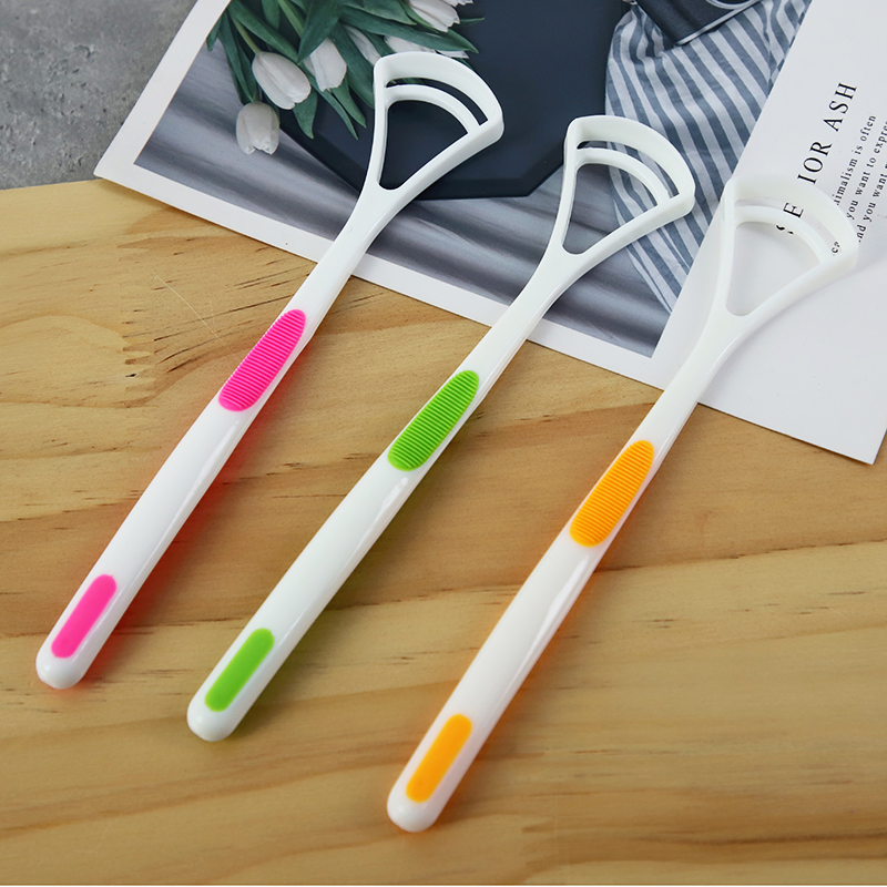 Wholesale Dental Clean Adult Oral Cleaning Tools Tongue Cleaner Soft Rubber Bristle Tongue Scraper