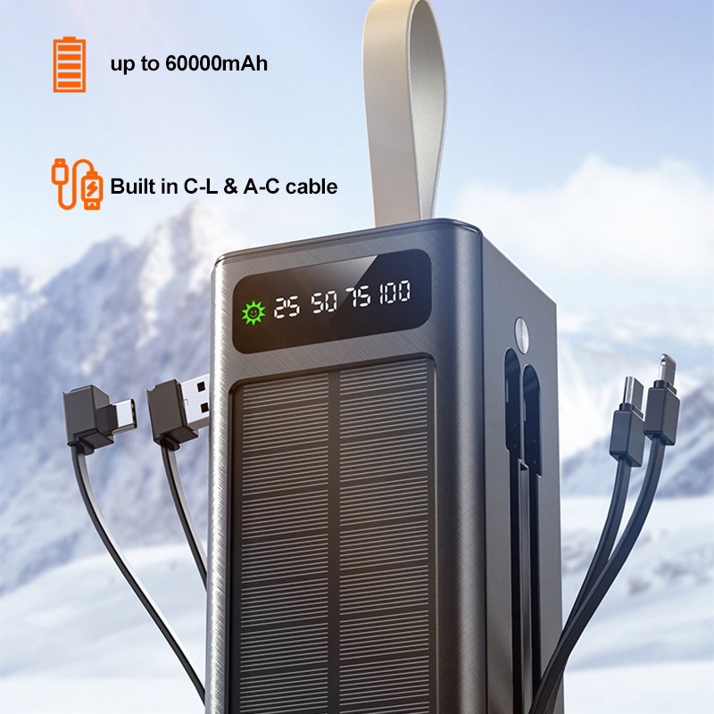 Портативный Power Bank 30000-60000 mAh с солнечной панелью
