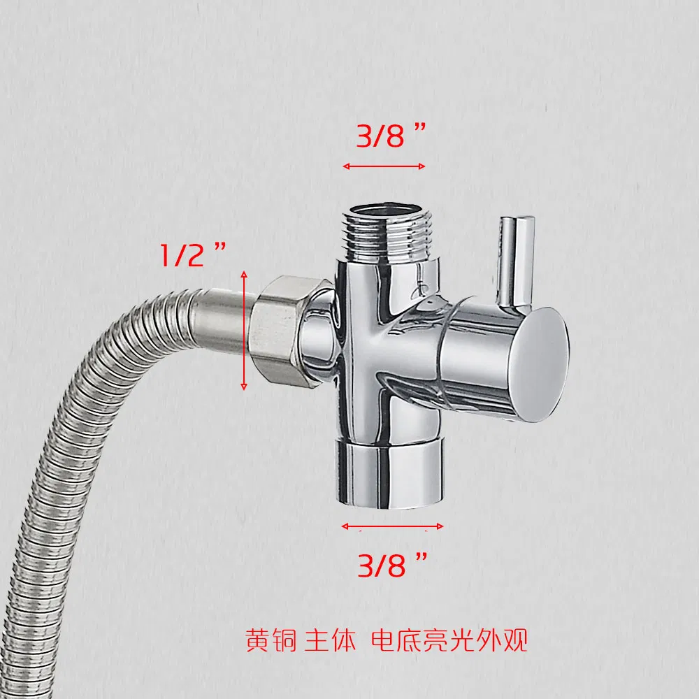 High Quality Brass T Bidet Valve Adapter G7/8 G1/2 G3/8 for Toilet Bidet Sprayer Faucet Connector