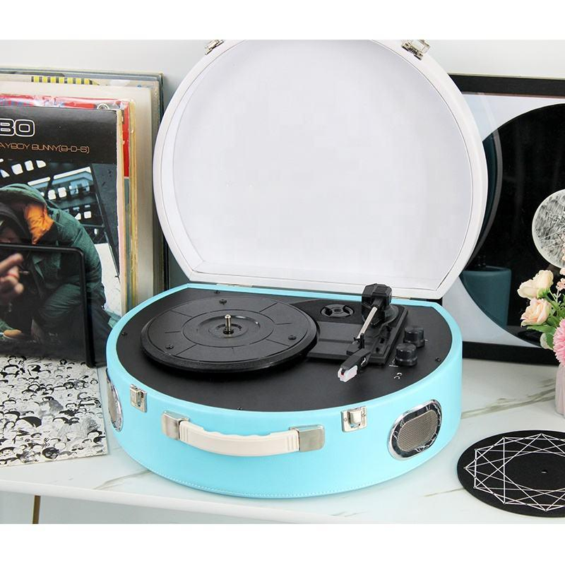 33/45/78 Rpm 3 Speed Vinyl Music Recorder Suitcase Phonograph Turntable Record Player with Stereo Speakers