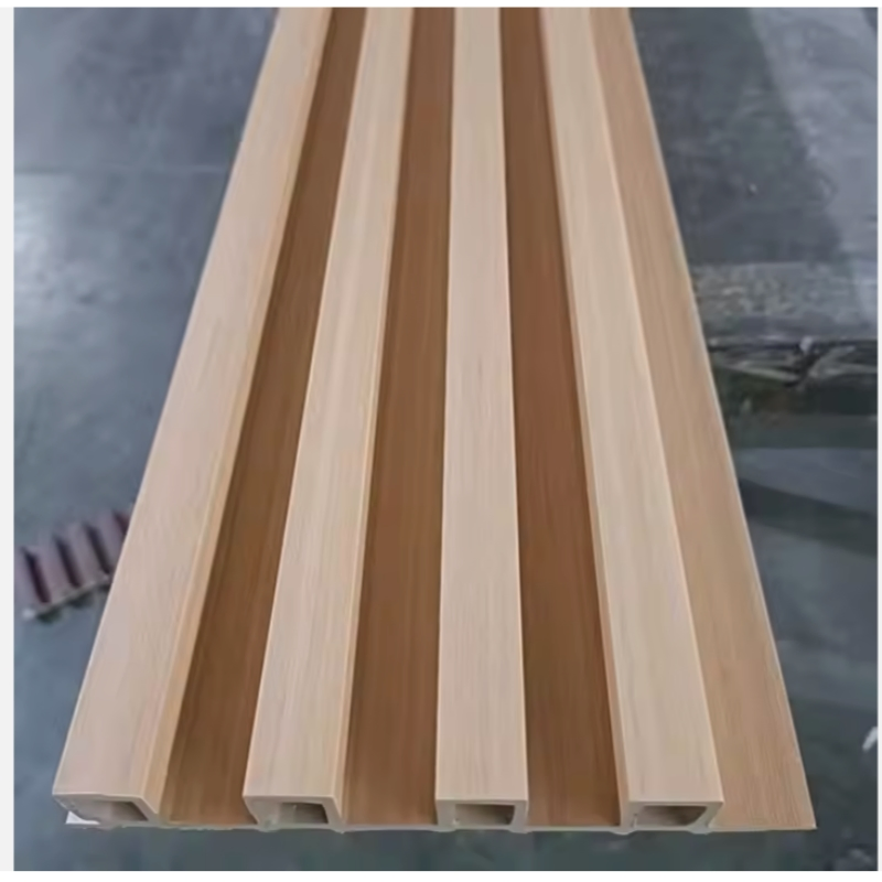 Waterproof Co Extrusion Exterior Wood Composite Hollow Fluted WPC Cladding Boards Facade House Decor Outdoor WPC Wall Panel