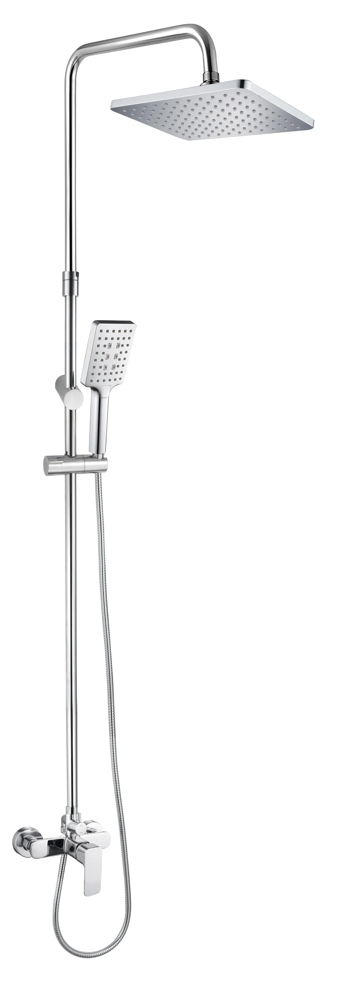 2-Way Single Handle Brass Shower Bar Sanitary Ware Shower Enclosure Shower Head Rainfall Shower System Set Shower Column Rain Shower Set