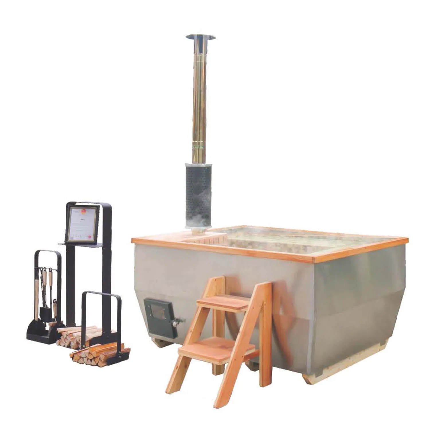 Дровяная купель для 4 человек с гидромассажем