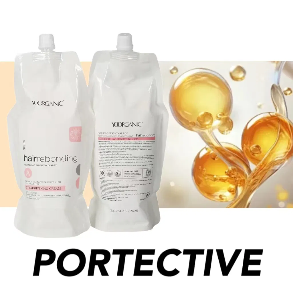 Natural Rebonding Cream Hair Straightening Permanent Hair Perm Organic Formula 1000ml Set for Salon