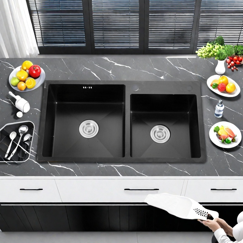 H8245b-High-End Stainless Steel Handcrafted Double Sink