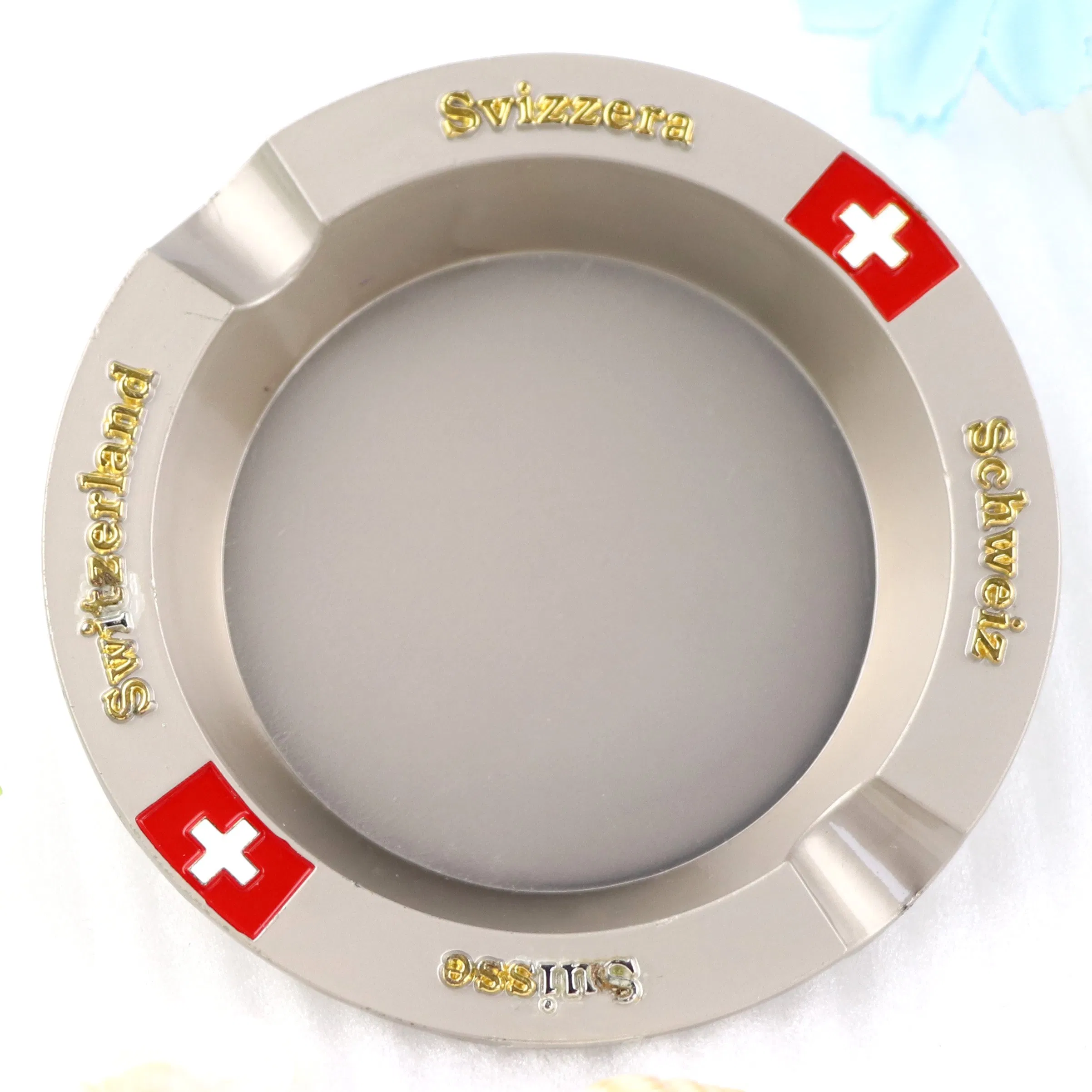 Wholesale Custom Design Zinc Alloy Round Square Tourist Souvenir Smokeless Pocket Cigar Metal Ashtray