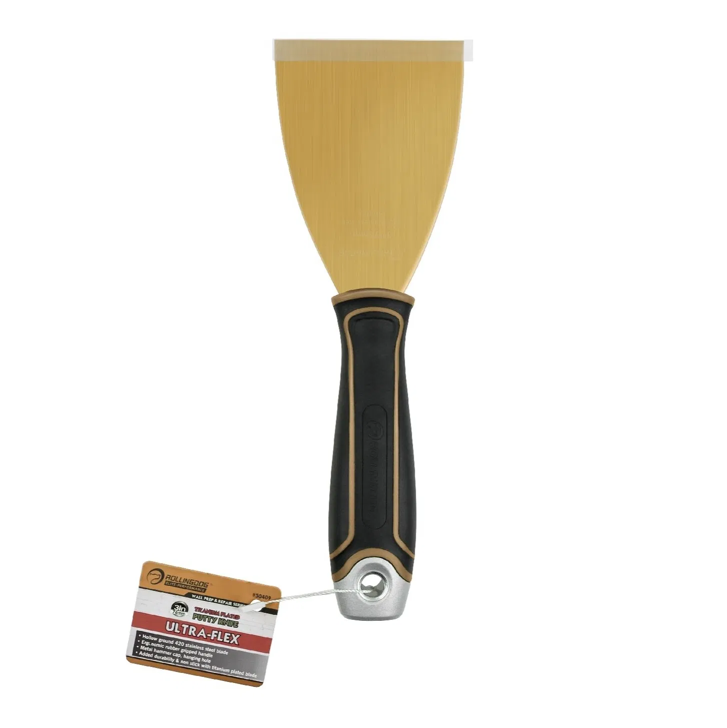 Rolingdog-Elite 50409 Stainless Steel 3 Inch Putty Knife Ultra -Flex Non Stick