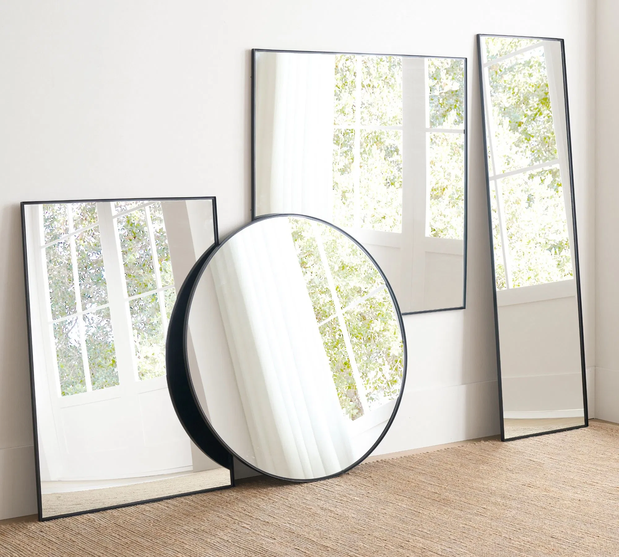 Floor Standing Full Length Metal Bathroom Framed Wall Glass Silver Mirrors with Brackets