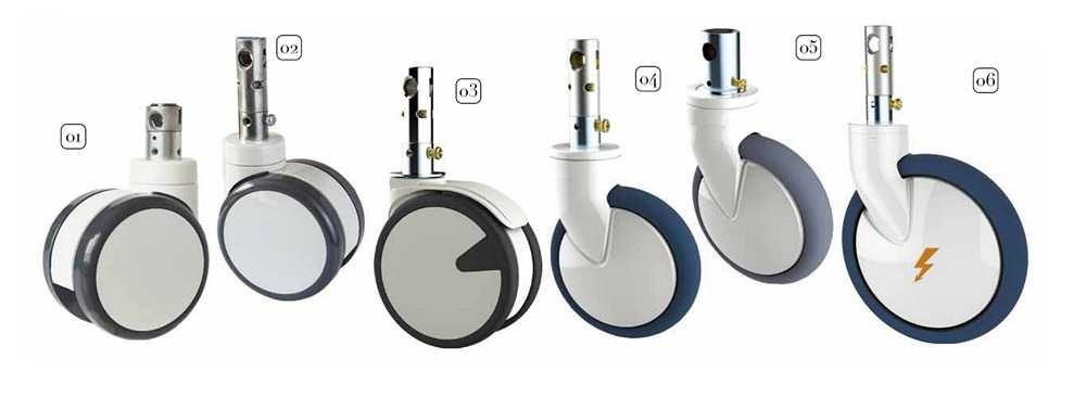 Medical Hospital Bed Swivel Caster with Low Noise and High Bear Capacity, TPU Large Wheels for Medical Facilities and Instruments with Low Attrition and Noise
