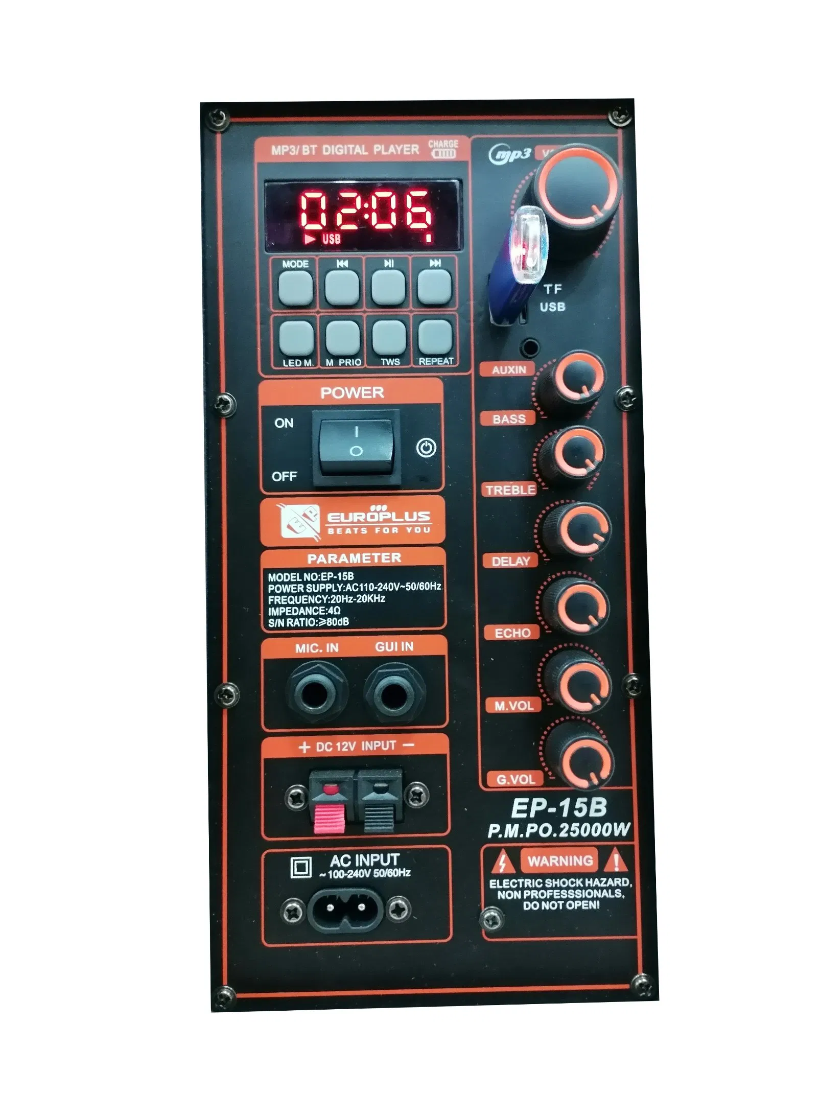 Brown Wooden Case Single 12 Inch Professional Speaker