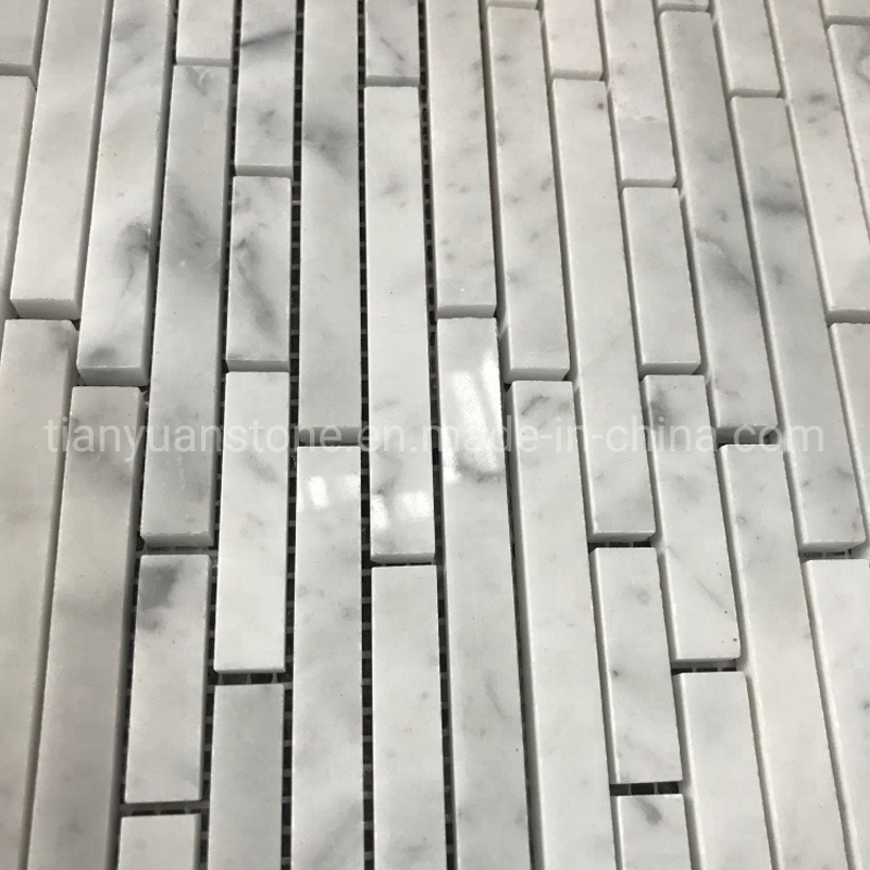 Carrara White Marble Linear Strips Mosaic Tiles for Kitchen Bathroom Backsplash Wall Floor Decor