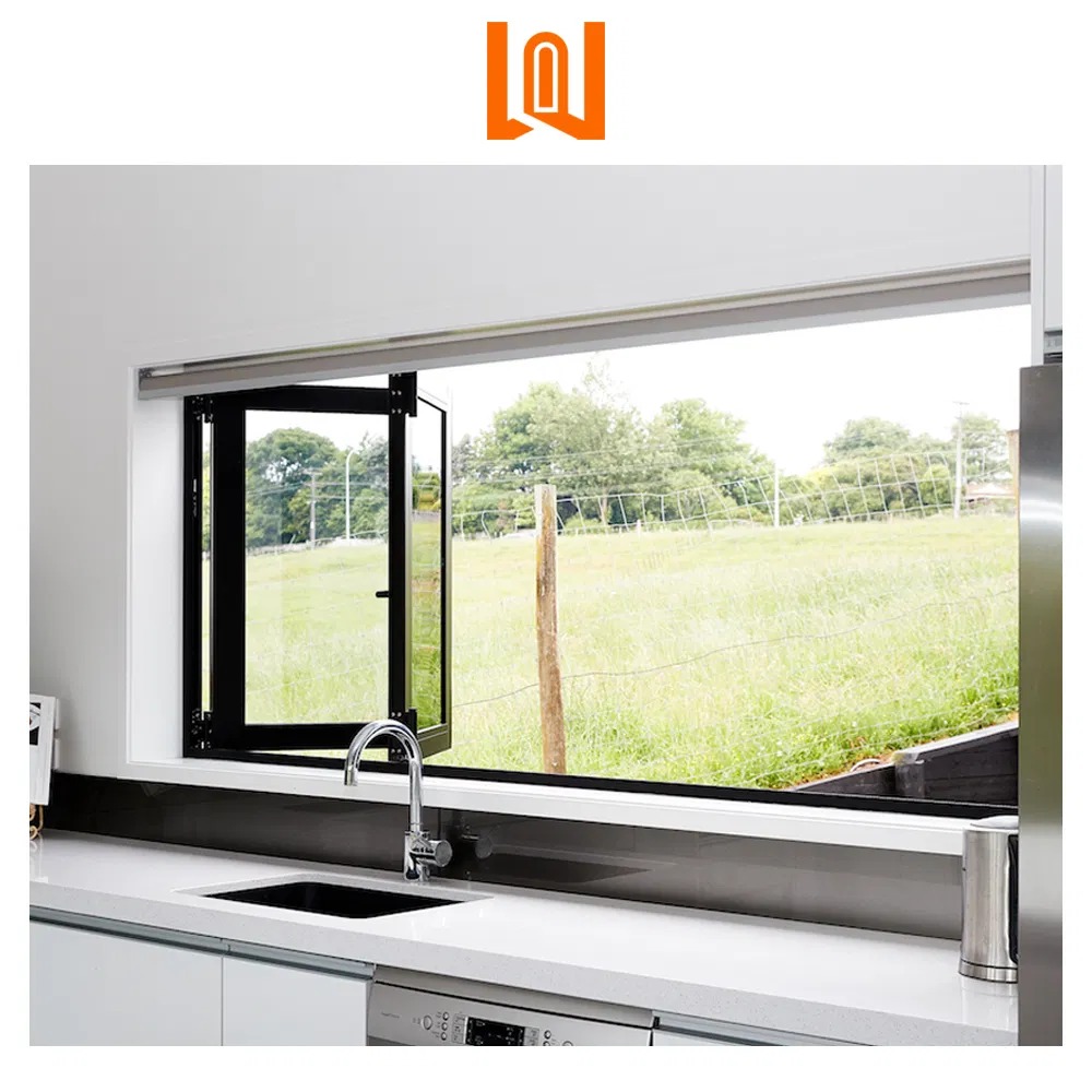 Wanjia Commercial Horizontal Folding Glass Windows Aluminum Folding Window