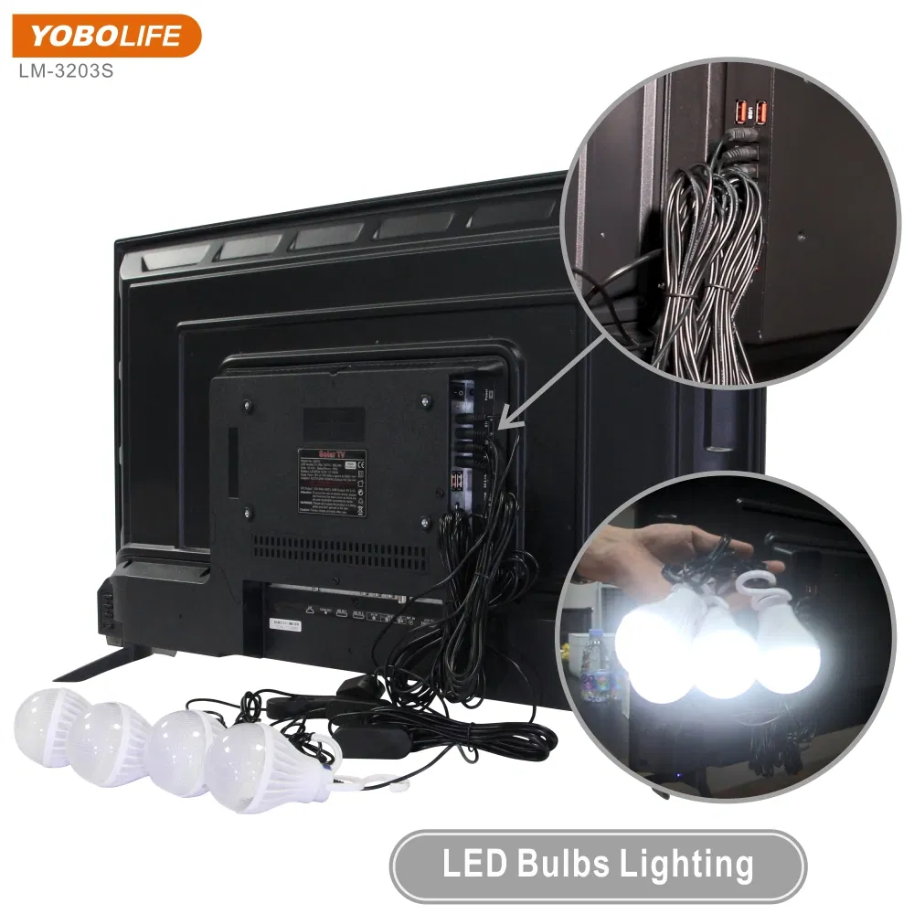 Smart TV Solar Home System Kit 32 Inch AC and DC Solar TV LED with Rechargeable Battery