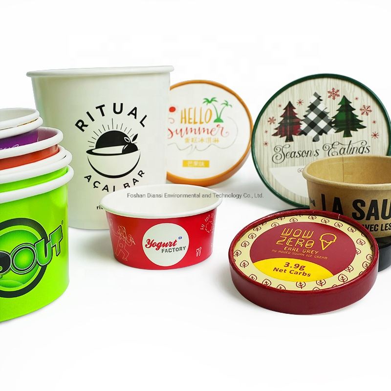 3oz4oz5oz6oz8oz10oz12oz16oz Disposable Ice Cream Paper Cup with Lid