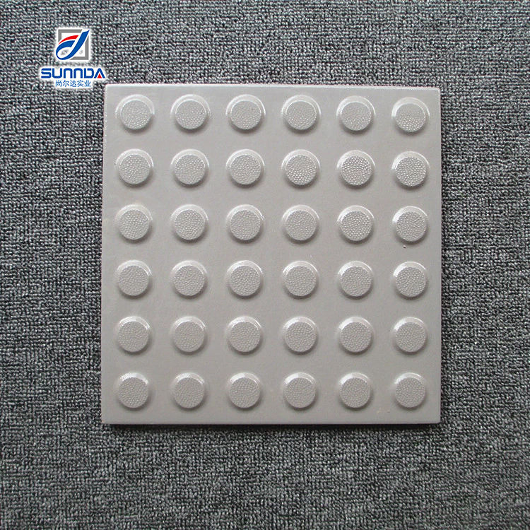 Yellow Dotted Guiding Blind Ceramic Tiles Anti-Slip 30X30cm Outdoor Paving Grey Yellow Stripe Blind Porcelain Tactile Floor Tiles