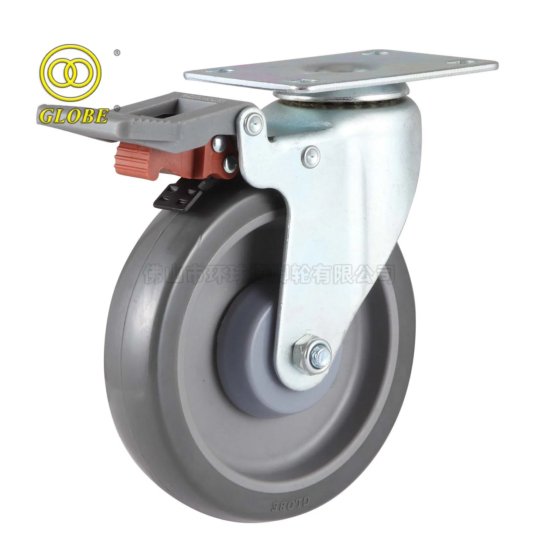 Medium Light Duty PU Supermarket Caster Side Brake