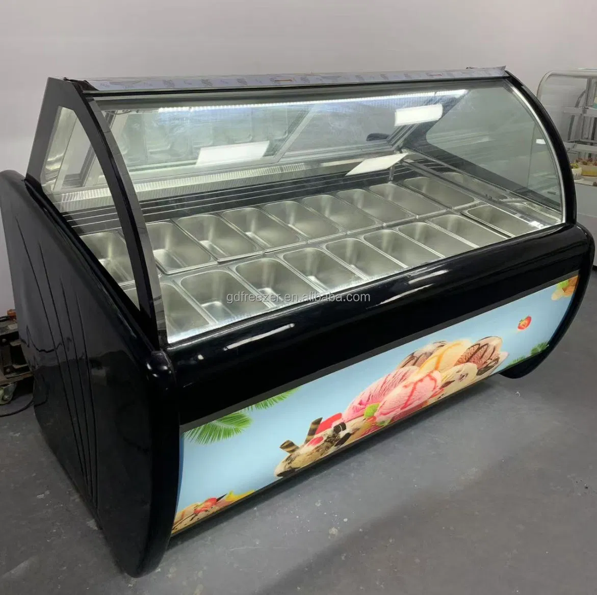 Retail Price Flat Glass Gelato Chest Freezer Showcase Ice Cream Display Freezer