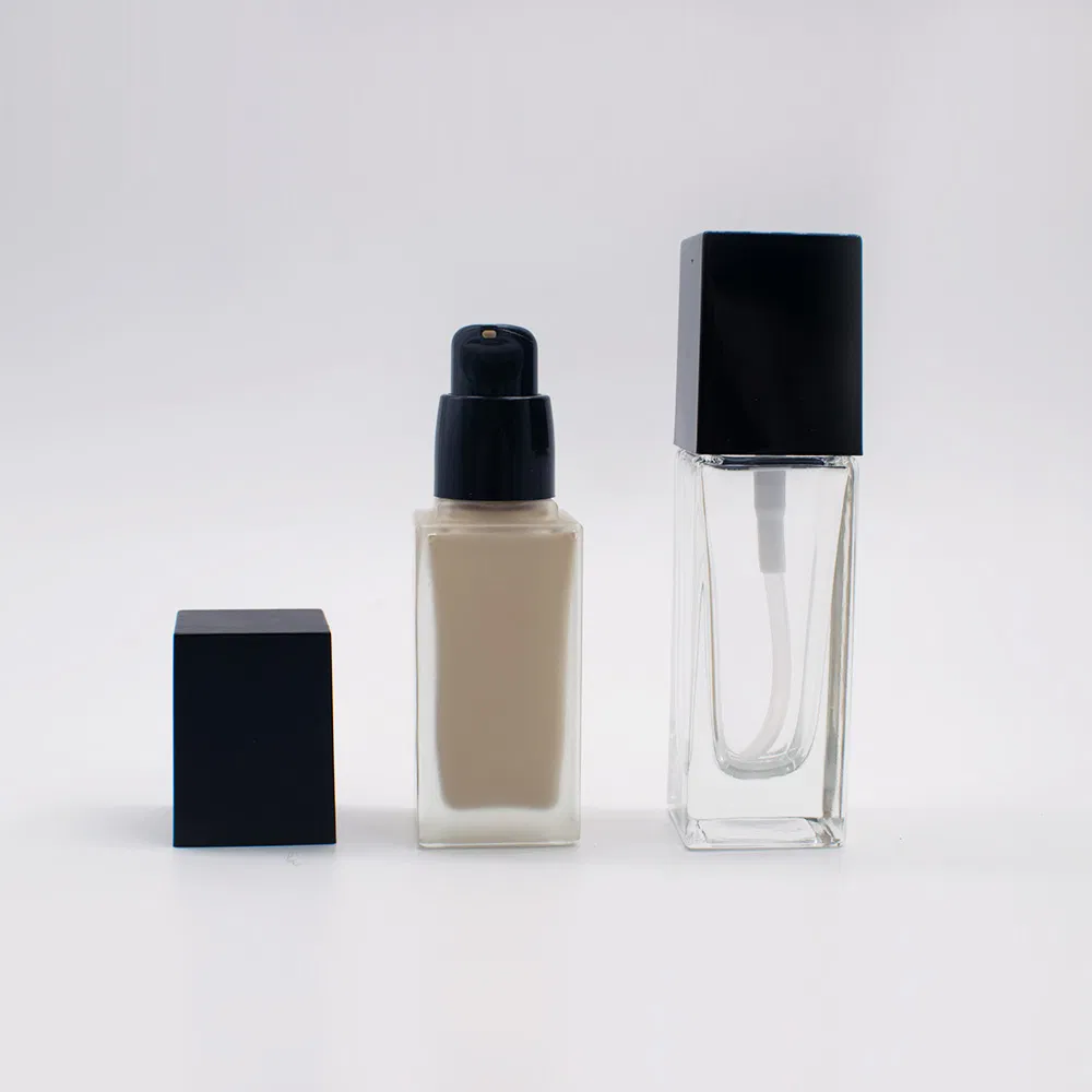 in Stock Square Liquid Foundation Glass Bottle with Pump