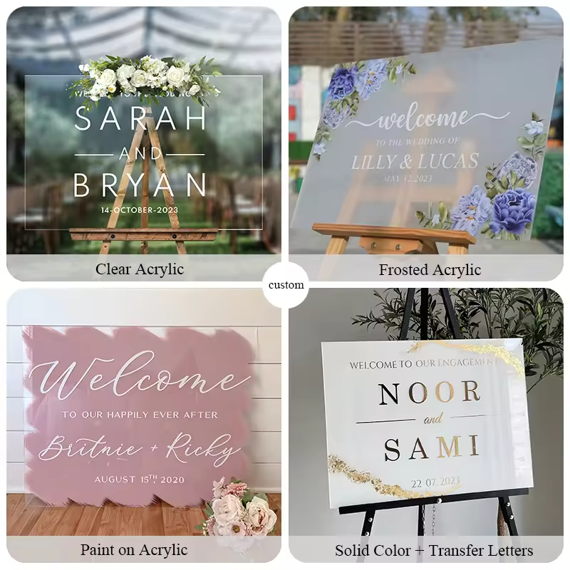 Plexiglass Frosted Wedding Signs Seating Chart Black Painted Acrylic Welcome Sign