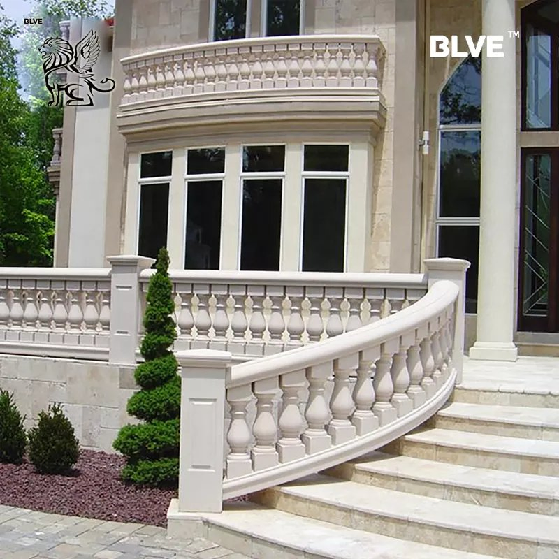 Factory Hand-Carved Garden Natural Stone Balcony Handrail White Marble Stair Railing Designs for Sale
