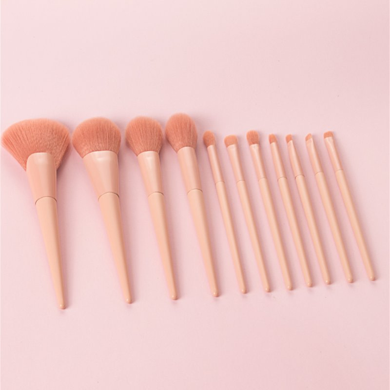 Wholesale Makeup Brush Private Label 11PCS Face Eye Soft Dense Synthetic Hair Wood Handle Makeup Brushes Set
