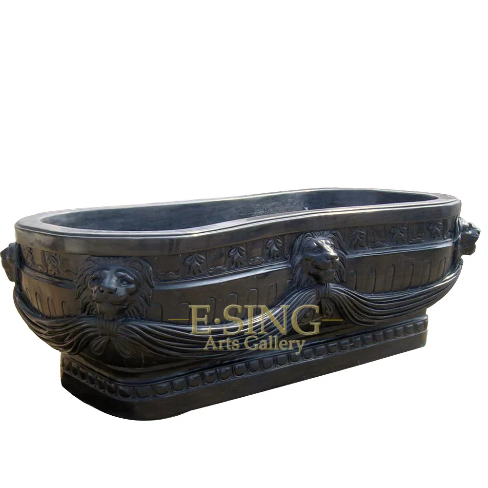 Черная мраморная ванна ручной работы