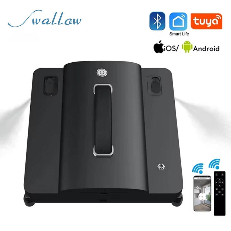 OEM Smart Portable Super Thin Rechargeable Remote Control Window Clean with Spray Tuya APP Smart Life Window Cleaning Robot