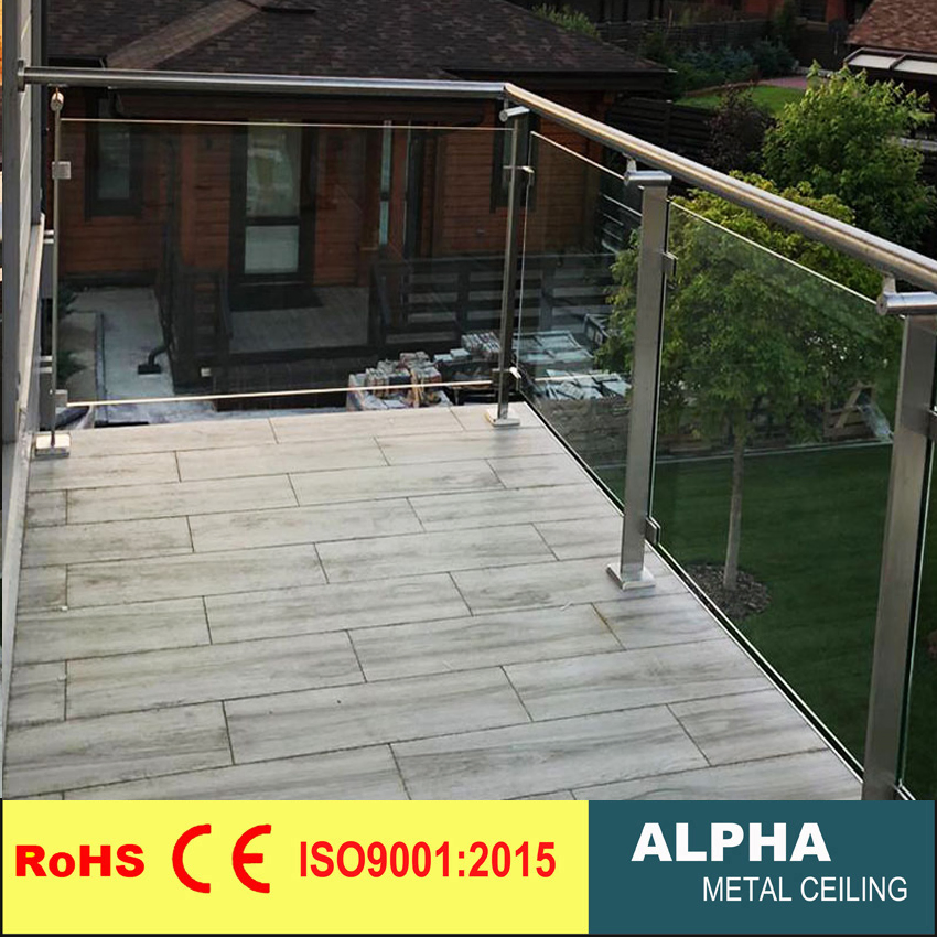 Metal Glass Balustrade System Stairs Railings Stainless Steel Frameless Glass Railing