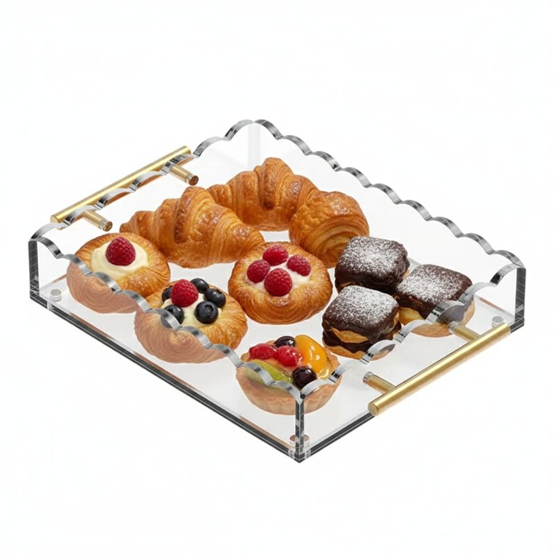Elegant Clear Acrylic Tray with Handles for Serving Guests