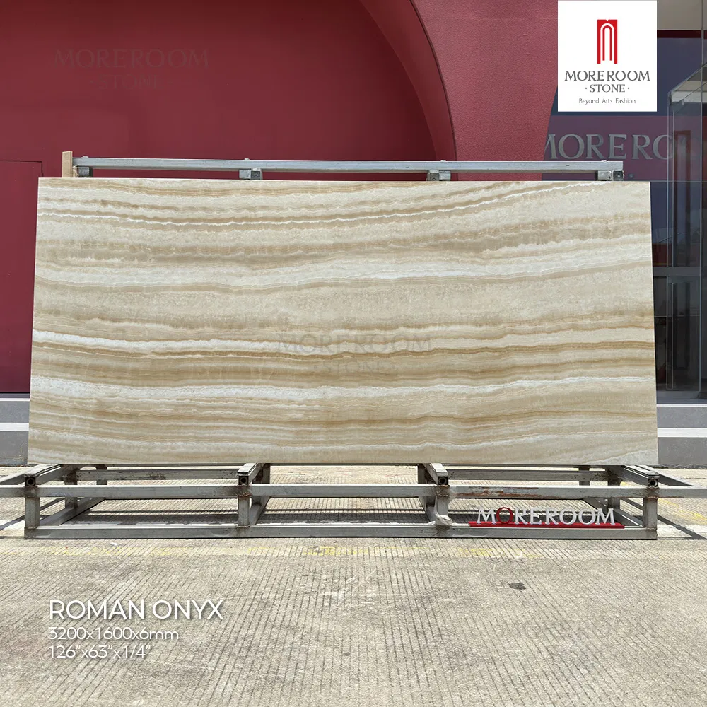 Artificial Roman Onyx Reception Desk Counter Sintered Stone Slab for Office Furniture