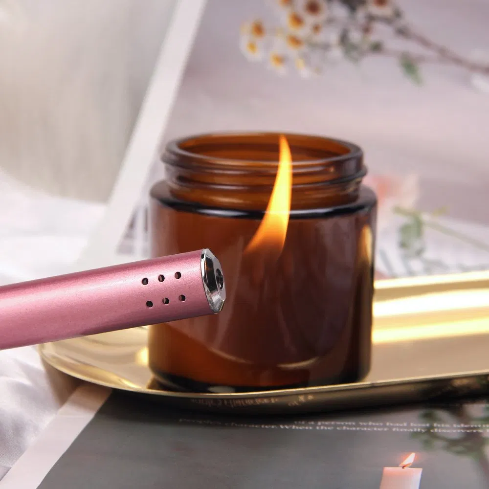 Wholesale Custom Logo Metal USB Rechargeable Charging Electronic Encendedores Flameless Electric Long BBQ Kitchen Candle Lighter