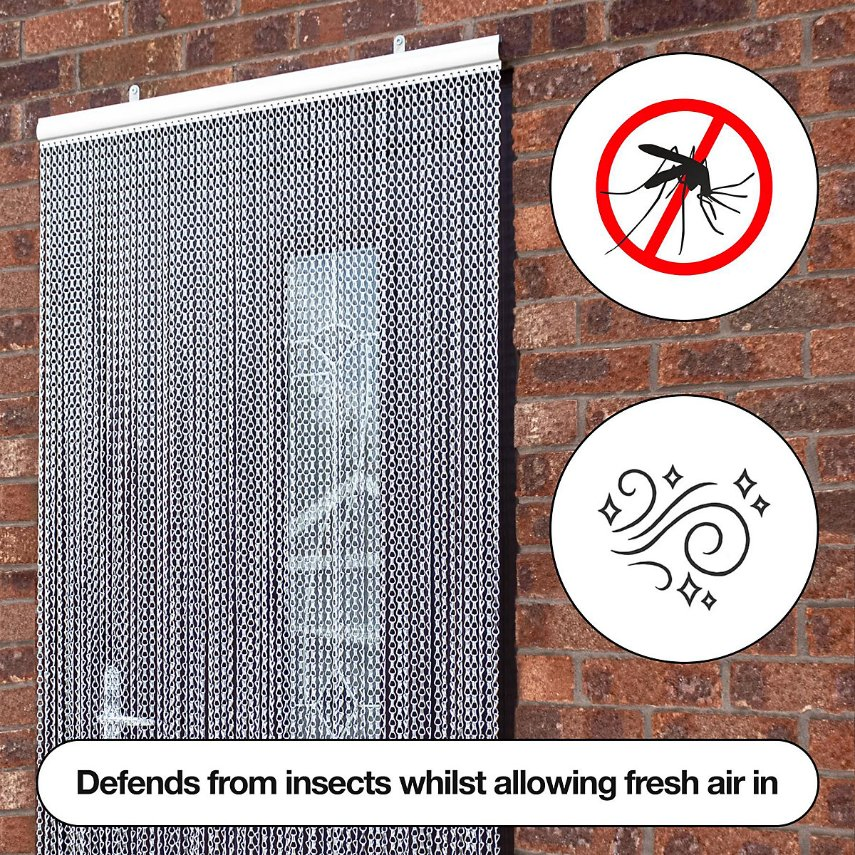 Aluminium Metal Chain Fly Pest Insect Door Screen Curtain Control Silver or Gold Screens & Room Divider Anodized Metal Decorative Wire Mesh Aluminum Hook Chain