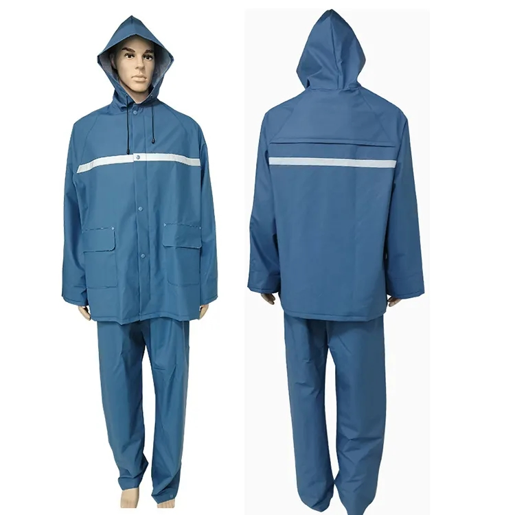 Custom High Quality Rain Jacket with Pants Work Clothes Waterproof Raincoat PVC Polyester Rain Suit