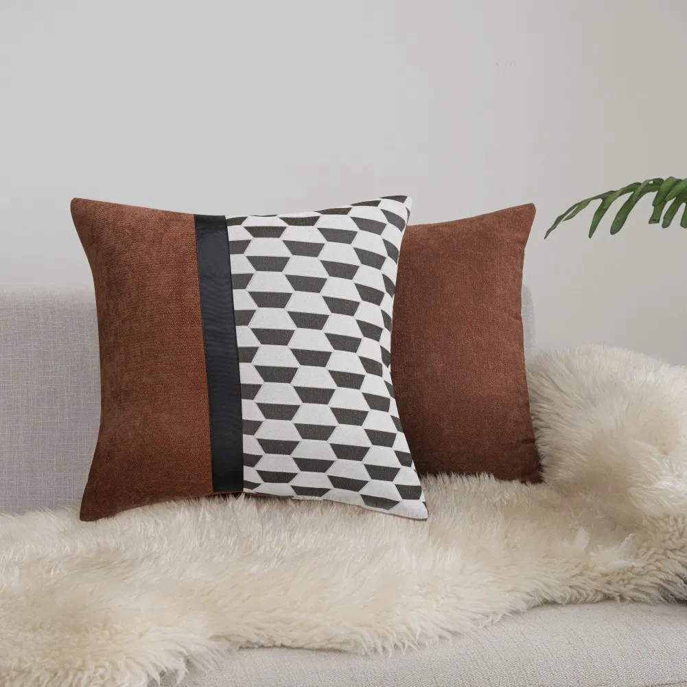 Pack of 2 Throw Pillow Covers for Couch Sofa Home Decoration Solid Dyed Soft Chenille 18*18 Inches Living Room