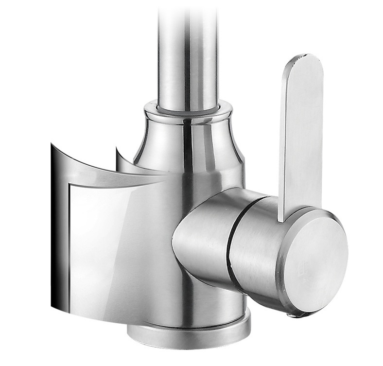 304 Stainless Steel 360 Pull Black Sink Kitchen Faucet Mixer Hot Cold Water Tap