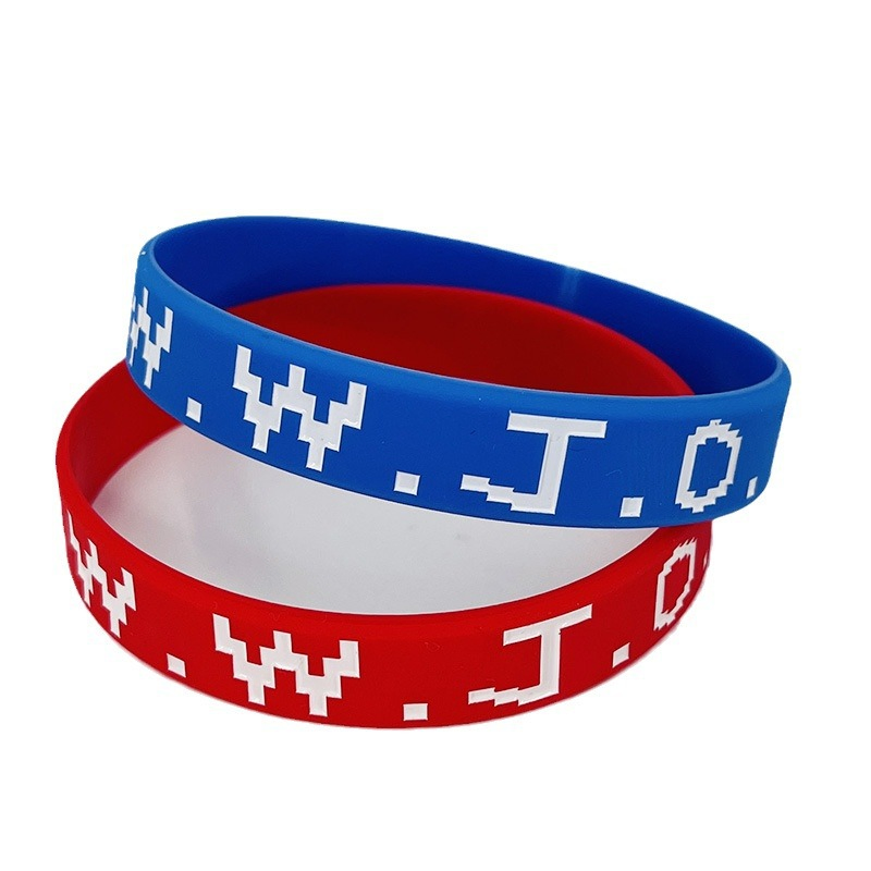 Wwjd Sports Silicone Wristbands with Engraved Characters and Color Filling, Men's and Women's Rubber Wristbands, Custom Personalized Silicone Wristbands