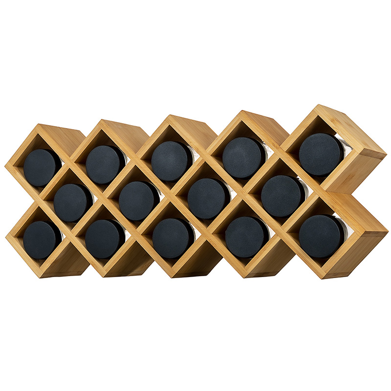 Бамбуковая полка для специй на 4 яруса со стеклянными баночками