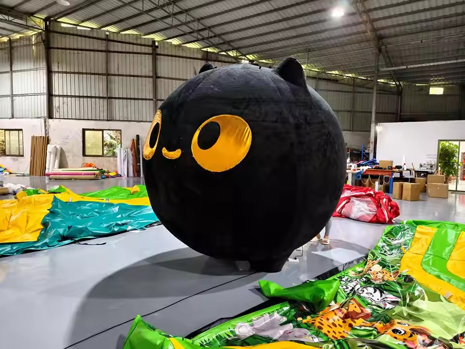 Boyi Giant Plush Inflatable Black Cat Balloon for Outdoor Event