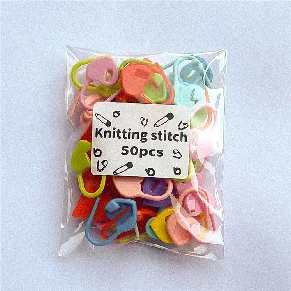 50PCS Heart Shaped Stitch Markers Plastic Knitting Crochet Locking Stitch Knitting Holder Needle Sewing Accessories