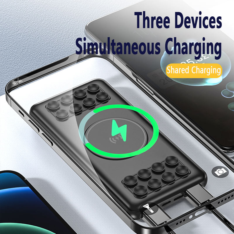 Factory Multifunctional 10000mAh Wireless Power Bank with Suction Cup Charger