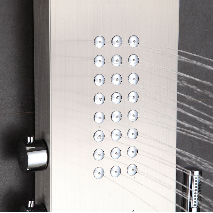 304 Stainless Steel Multi-Function Massage Bathroom Waterfall Copper Shower Column Tower Panels with Handle Shower