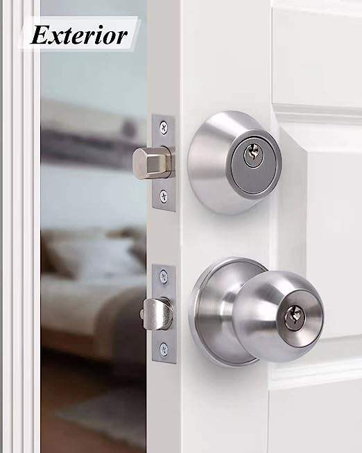 Combo Entrance Keyed Door Knob Lock and Single Cylinder Deadbolt
