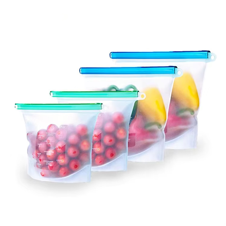 Factory Custom Resealable Food Grade Silicone Vacuum Compressed Bag Clear Zippered Collapsible Embossed Outdoor Camping Storage Bag