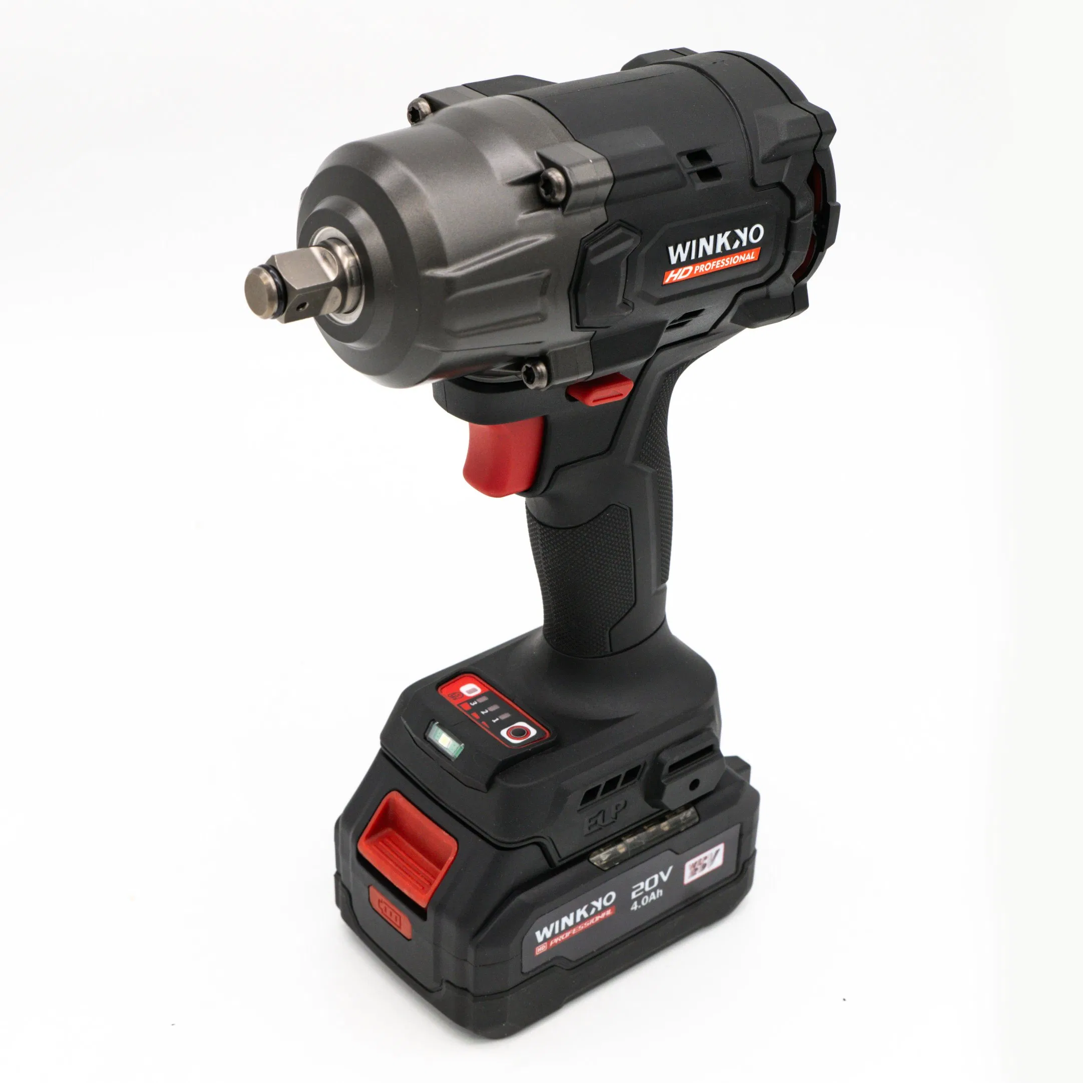 Winkko 18V Industrial Cordless Brushless High Torque Electric Impact Wrench Household Electric Wrench Two Lithium One Battery