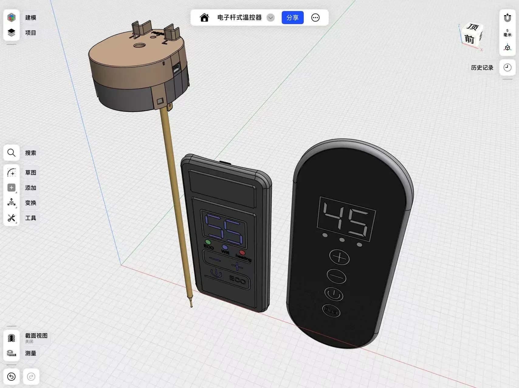 250V 16A 30°C-75°C Electronic Rod Thermostat for Water Heater