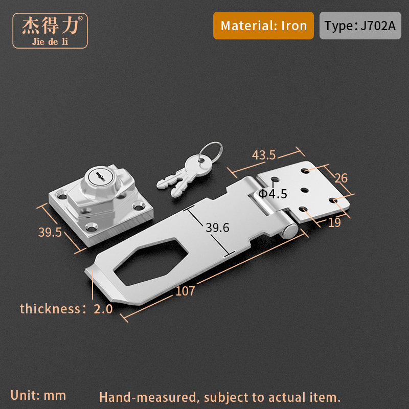 Door Hasp Latch Locks with Padlock and Screws, Extra Thick Stainless Steel Door Latch Lock Padlock with Key for Furniture J702A