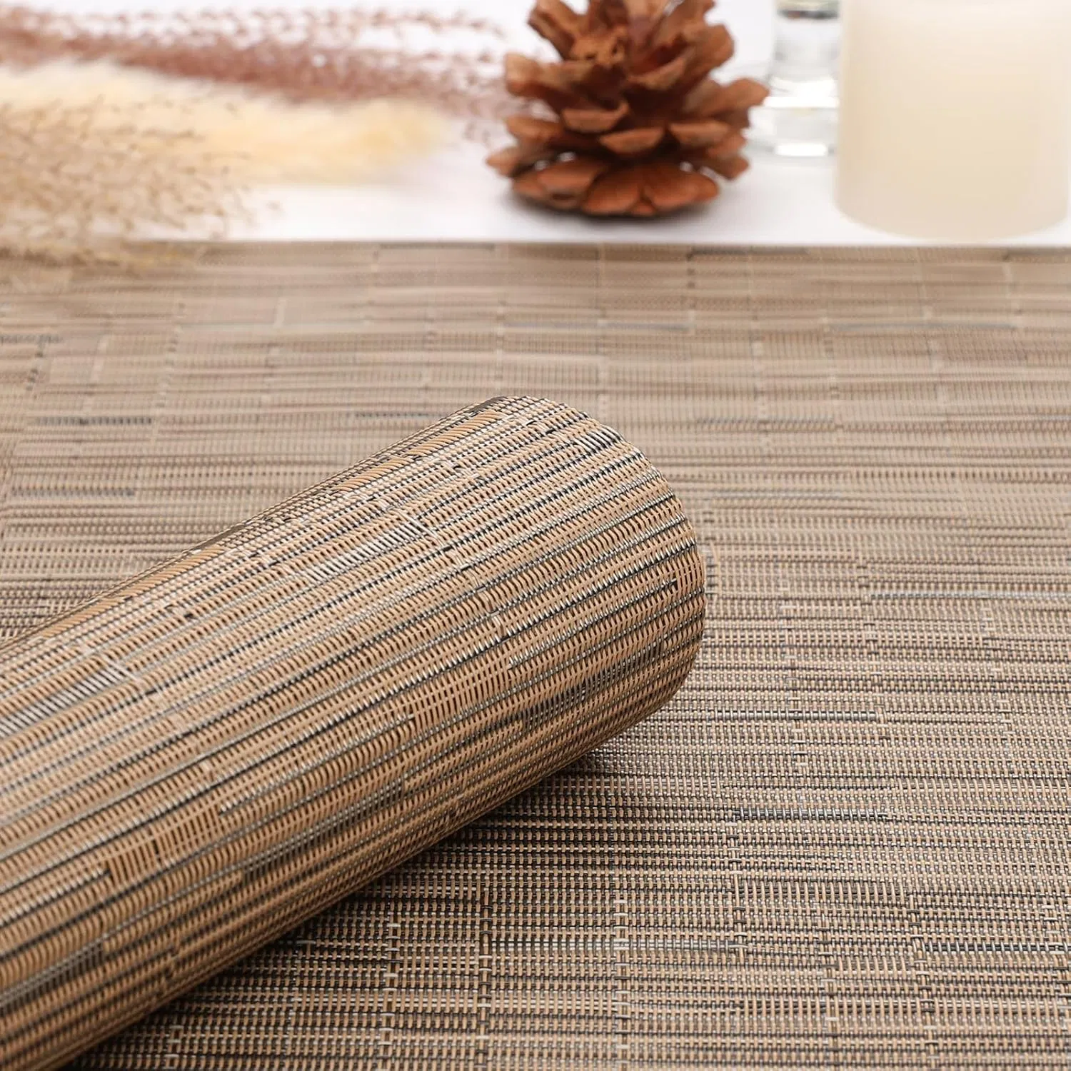 Non-Slip Washable Oil Proof Waterproof Heat-Resistant Woven Vinyl Placemats for Kitchen Hotel